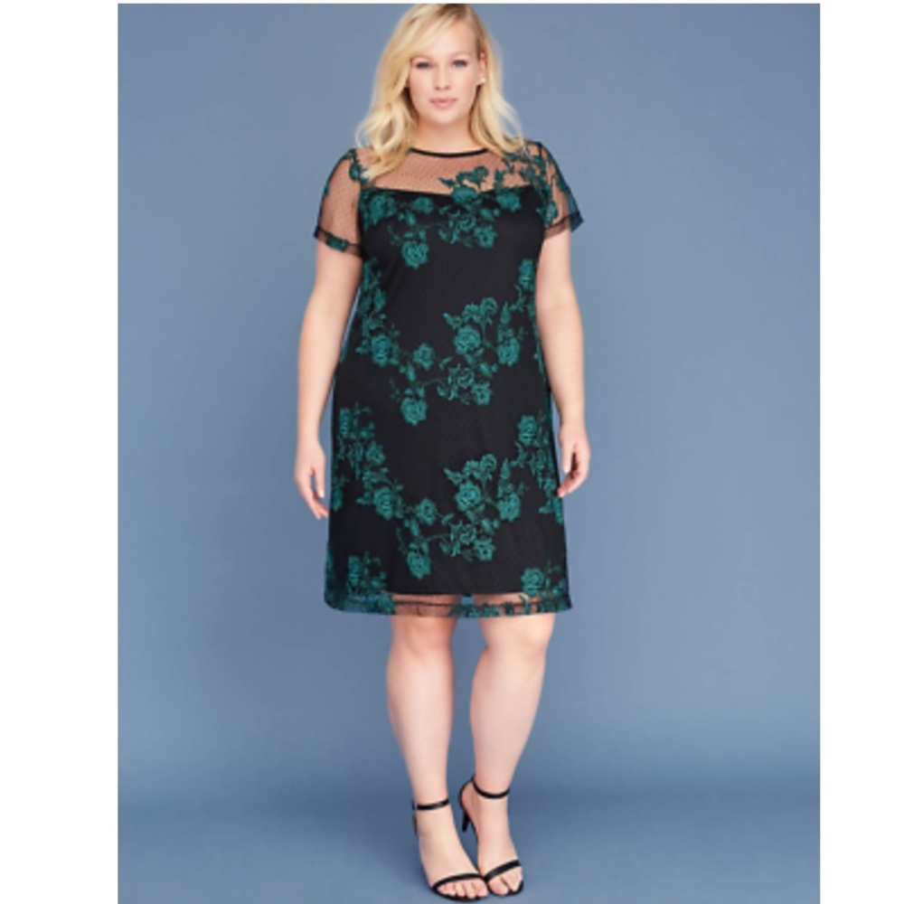 Lane Bryant Embroidered Mesh Shift Dress NWT